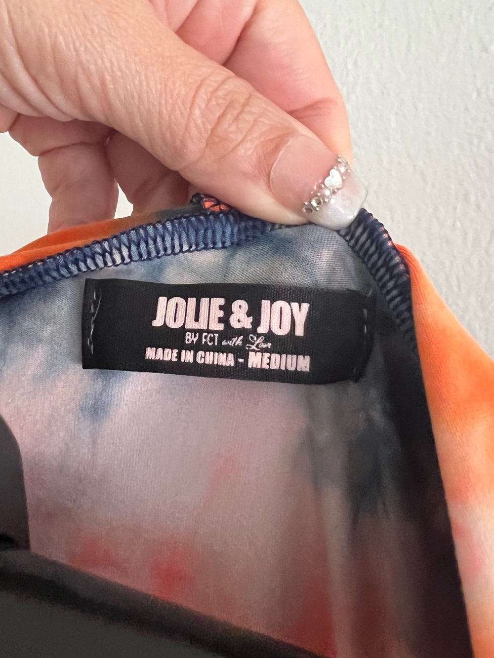 Tie-Dye Zip Hoodie Sweater - Orange & Navy. Size medium - Picture 6 of 6